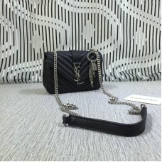 YSL Kleine Envelop Kettingtas Geitenleer Zwart 18cm