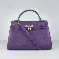 Hermes Kelly 32cm Togo leren handtas 6108 paars goud