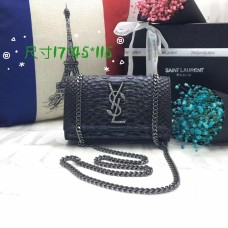 YSL Chain Bag 17cm Snake Zwart Zilver