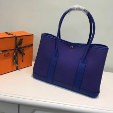 Hermes Garden Party 36cm canvas handtas elektrisch blauw