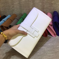 Hermes Epsom Leren Jige Clutch 29cm Wit