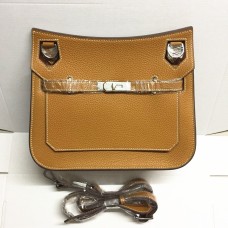 Hermes Jypsiere 28cm Crossbody Tas Bruin Zilver