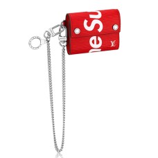 Louis Vuitton x Supreme Chain Compact Portemonnee M67755 Epi Leder Rood