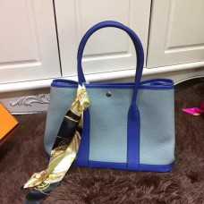 Hermes Garden Party 36cm lederen handtas grijs blauw elektrisch blauw