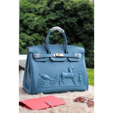 Hermes Birkin paard Togo leer blauw 35cm