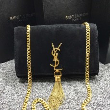 YSL Tassel Chain Bag 22cm Suède Leer Zwart
