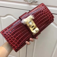 Hermes Medor Clutch 29cm Croco Bourgondië
