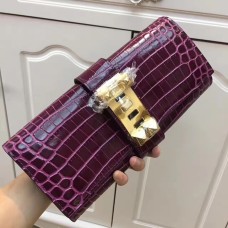 Hermes Medor Clutch 29cm Croco Paars
