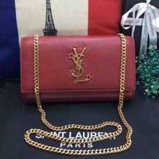 New YSL Chain Bag 24cm Caviar Leder Rood