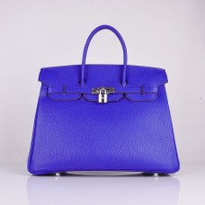Hermes Birkin 35cm Togo lederen handtassen elektrisch blauw zilver
