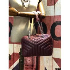 YSL Chain Handtas 27cm Bordeauxrood