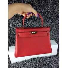 Hermes Kelly 25cm Togo Leer Rood Goud