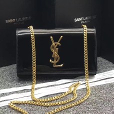YSL lakleren kettingtas 22cm zwart