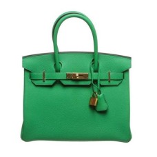 Hermes Birkin 30cm Togo Leer Groen Goud