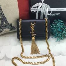 YSL kleine leren tas met kwastje 17 cm zwart