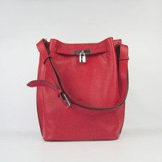 Hermes So Kelly 28cm Togo lederen schoudertas rood zilver
