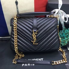 YSL Top Handvat Schoudertas 24cm Zwart Goud