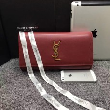 YSL Saint Laurent Clutch 27cm Glad Leer Bordeaux