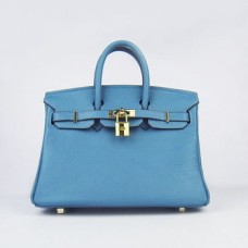Hermes Birkin 25cm Handtas 6068 Blauw gouden
