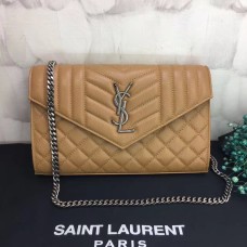 YSL Chain Crossbody Portemonnee 22,5 cm abrikoos