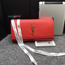 YSL Saint Laurent Clutch 27cm Glad Leer Rood