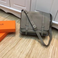 Hermes Steve Heren Crossbody Leren Tas Grijs