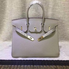 Hermes Birkin 30cm Togo lederen handtassen olifant grijs goud
