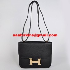Hermes Constance tas 23cm Togo leer zwart goud