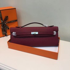 Hermes Kelly Cut 31cm Epsom lederen clutch bordeauxrood