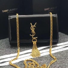 YSL Tassel Chain Bag 22cm Lakleer Zwart