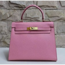 Hermes Kelly 28cm Epsom lederen handtas roze goud