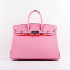Hermes Birkin 35cm Togo lederen handtassen Cherry Pink Silver