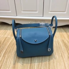 Hermes Lindy handtas 30cm blauw zilver