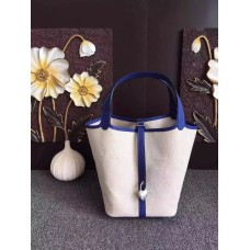 Hermes Picotin Lock Canvas Elektrisch Blauw