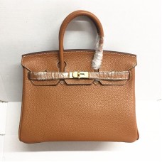 Hermes Birkin 25cm handtas 6068 licht koffie gouden