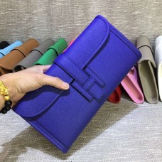 Hermes Epsom Leren Jige Clutch 29cm Elektrisch Blauw