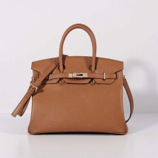 Hermes 30cm Birkin tas Togo leer met riem licht koffie goud
