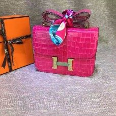 Hermes Constance 23cm Croco Leder Rose