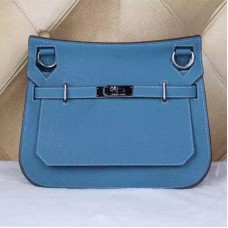 Hermes Jypsiere 28cm Crossbody Tas Blauw Zilver