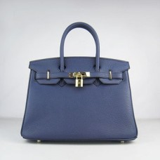 Hermes Birkin 30cm Togo lederen handtassen donkerblauw gouden
