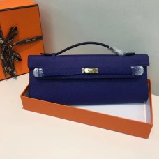Hermes Kelly Cut 31cm Epsom lederen clutch elektrisch blauw