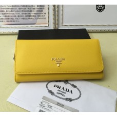 Prada 1M1132 Portemonnee Saffiano Leder Geel