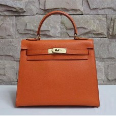 Hermes Kelly 28cm Epsom lederen handtas oranje goud