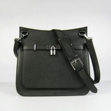 Hermes Jypsiere 28cm Crossbody Tas Zwart Zilver