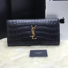 YSL Clutch 27cm Croco Leer Zwart Goud