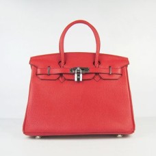 Hermes Birkin 30cm Togo lederen handtassen rood zilver
