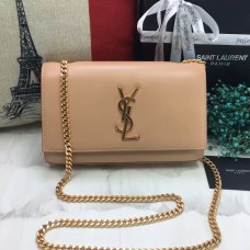 YSL gladde leren kettingtas 22 cm abrikoos