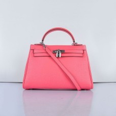 Hermes Kelly 32cm Togo lederen handtas 6108 Lip roze zilver