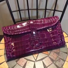 Hermes Jige Clutch 29cm Croco Paars