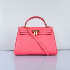 Hermes Kelly 32cm Togo lederen handtas 6108 Lip Pink Golden